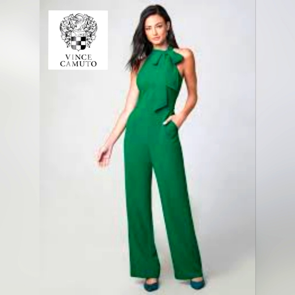 Emerald Green Pussybow Jumpsuit